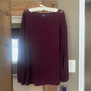 Women’s Burgundy Lace Blouse NWT